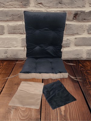 Maison Luré Sallanan Sandalye Minderi Çift Renkli Çift Cepli Siyah 52