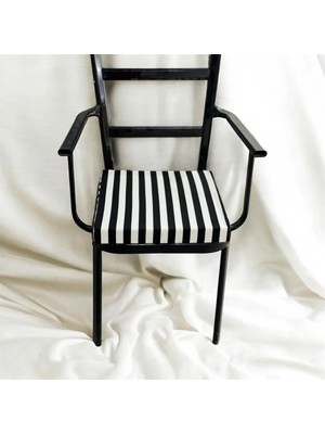 Maison Luré 40*40 Siyah Çizgili Sandalye Minderi