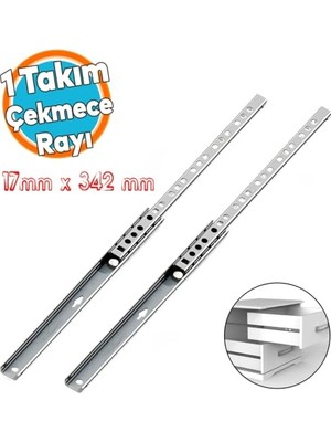 Marmara Avm Teleskopik Ince Bilyeli Bilyalı Dolap Çekmece Rayı Sürgüsü Metal En 1.7 cm 17 mm Uzunluk 34.2 cm