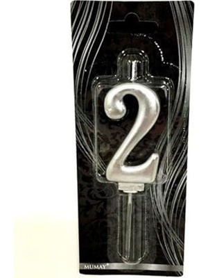 Marmara Avm 2 Yaş Gümüş Rakam Mum, 6 cm Boy, Pasta Süslemesi
