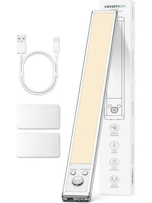 Marmara Avm 30 cm Hareket Sensörlü Şarjlı LED Dolap Lambası 2200 Mah Şarjlı Manyetik 3 Renk Type-C Kablosuz 1015