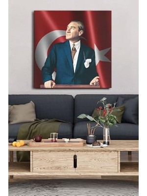 Marmara Avm Mustafa Kemal Atatürk Tek Parça Kare 65X65 cm Kanvas - Canvas Tablo, 65 x 65,65KVS-1056