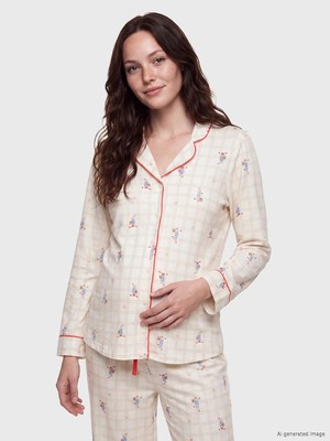 LC Waikiki Gömlek Yaka Hamile Pijama Takım  (W6)