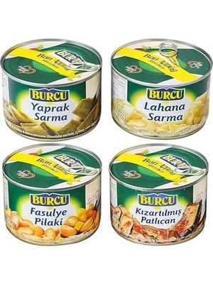 Marmara Avm 400 G Teneke Hazır Yemek Karma Paketi, 4'lü Set: Yaprak Sarma, Lahana Sarma, Fasulye Pilaki ve Kızartılmış Patlıcan