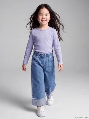 LC Waikiki Wideleg Taşlı Kız Çocuk Jean Pantolon  (W6)