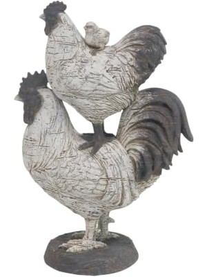 Marmara Avm Çiftlik Evi Polystone Horoz Heykeli 8" x 5" x 12" Beyaz