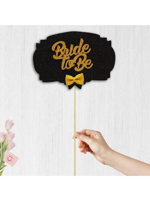 Marmara Avm Siyah ve Altın Bride To Be Konuşma Balonu Çubuğu