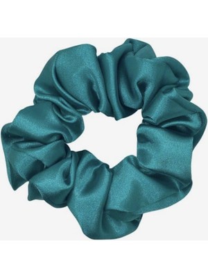 Marmara Avm Büyük Boy Turkuaz Ipeksi Saten Scrunchie Saç Tokası