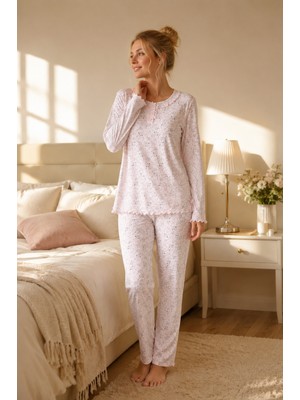 Evia Angelique %100 Pamuk Uzun Kol Kadın Pijama Takımı 40105-106