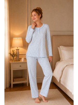 Evia Angelique %100 Pamuk Uzun Kol Kadın Pijama Takımı 40105-106