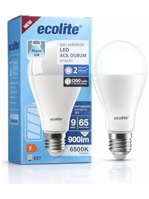 Marmara Avm E27 Şarjlı LED Acil Durum Ampulü, 9W, 6500K
