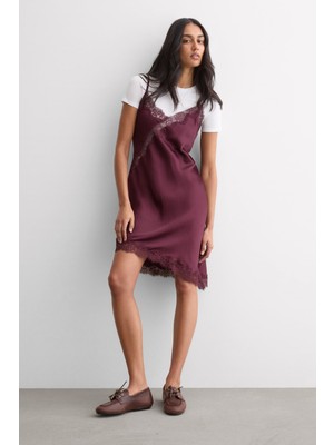 Intimissimi Viscose Satin Asymmetric Slip With Lace