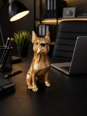 Forevv Gold French Bulldog Dekoratif Biblo – Ofis & Komodin Dekoru