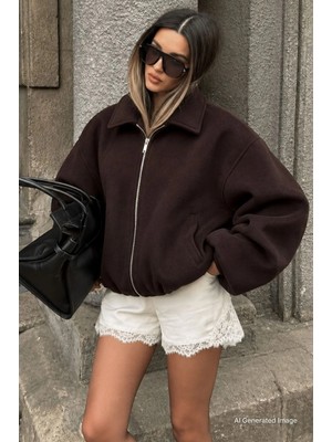 Madmext Acı Kahve Kaşe Bomber Kadın Ceket MG2902