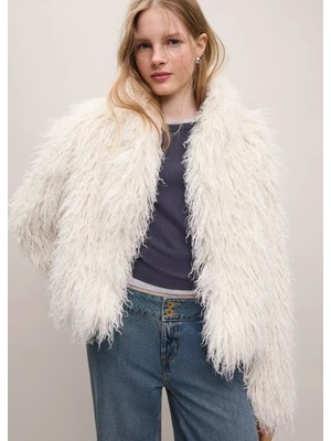 MANGO Teen Kürk görünümlü oversize palto