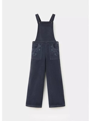 MANGO Kids Çiçek işlemeli kadife tulum