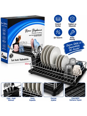 Veraura Lifestyle Krom Tek Katlı Tabaklık - Bulaşıklık