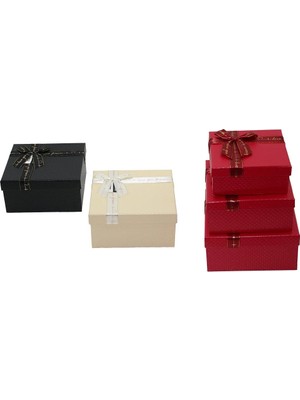 Veraura Lifestyle 3pcs Kare Mat Mix Renkli - Kabartma Desen Karton Hediye Kutusu Kurdelalı 19-17-15CM