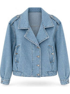 Purple By Banu Mavi Apolet Detay Oversize Jean Ceket