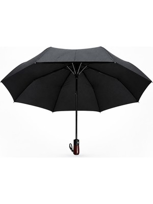 Biggdesign Moods Up Premium Ahşap Saplı Siyah Otomatik Şemsiye, Rüzgara Dayanıklı, Hızlı Kuruyan