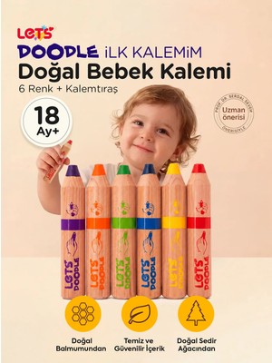 Let's Doodle Bebek İlk Kalem 6'lı - Minik Eller İçin Doğal İçerik