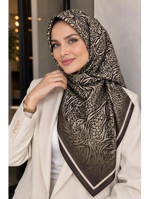 İmaj Butik Kahverengi Desenli Soft Eşarp