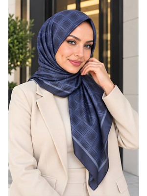 İmaj Butik Lacivert Desenli Soft Eşarp