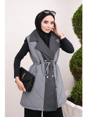 İmaj Butik Füme Kaşe Detaylı Nova Yelek