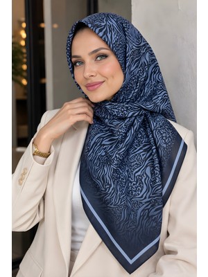 İmaj Butik Lacivert Desenli Soft Eşarp
