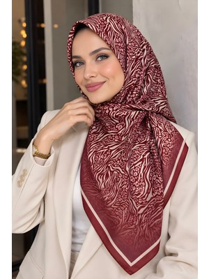 İmaj Butik Bordo Desenli Soft Eşarp