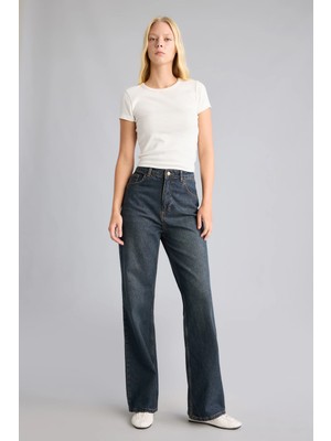DeFacto 90's Wide Leg Yüksek Bel Boru Paça Jean Pantolon H0132AX26WN