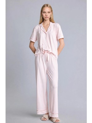 DeFacto Ultra Yumuşak Regular Fit Kısa Kollu Softshell Pijama Takımı I3483AX26AU