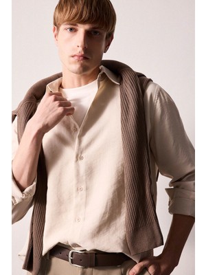 DeFacto Regular Fit Polo Yaka Modal Uzun Kollu Gömlek H5254AX26AU