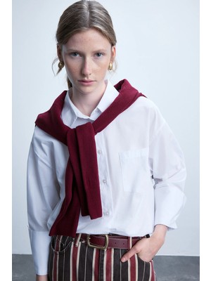 DeFacto %100 Pamuk Oversize Poplin Uzun Kollu Gömlek T8735AZ26AU