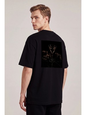 Black Nova Oversize Baskılı Unisex Tişört Dry Martini Black Siyah
