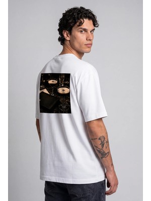 Black Nova Oversize Baskılı Unisex Tişört Espresso Martini Beyaz