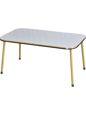 Gold Metal Düz Ayak 4'lü Sehpa Beyaz