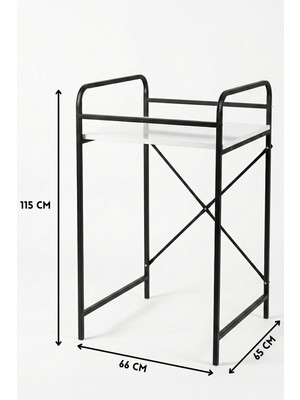 Çamaşır Makinesi Rafı Metal Siyah 66 cm