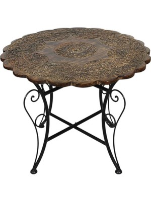 Otantik Çarşı Ahşap Ferforje Sehpa 75X75X60 Cm. KNA272