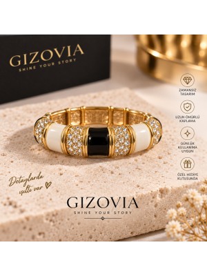Gizovia Monochrome Işıltı Gold Detaylı Bileklik