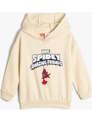 Koton Erkek Bebek Spiderman Kapşonlu Sweatshirt Lisanslı Uzun Kollu Pamuklu