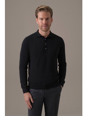 Hemington Extrafine Merino Polo Yaka Siyah Triko