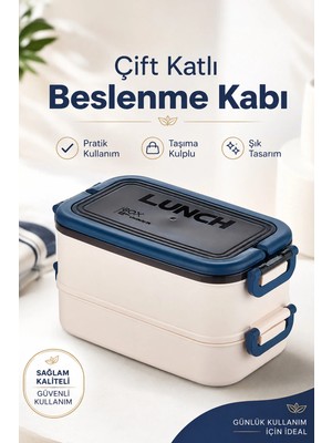Maison Luré 2 Katlı Taşınabilir Yemek Kabı Diyet Beslenme Kutusu Saklama Kabı