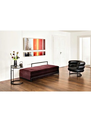 SCY Ovento Modern Metal Detaylı Puf Bench Ofis Lobi Koltuğu Kanepe