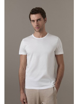 Hemington Superfine Pamuk Bisiklet Yaka Beyaz Basic T-Shirt