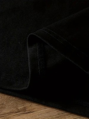 Ayessa Baskılı Oversize Bisiklet Yaka T-Shirt - Siyah