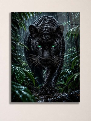 North Whiskers Kara Panter Metal Tablo - Dekoratif Duvar Tablosu
