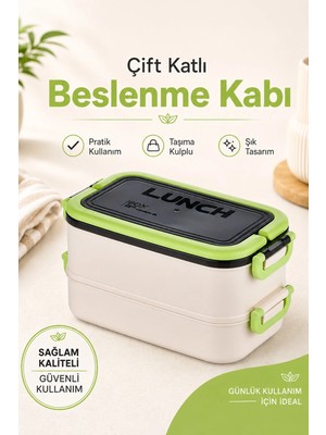 Maison Luré 2 Katlı Taşınabilir Yemek Kabı Diyet Beslenme Kutusu Saklama Kabı