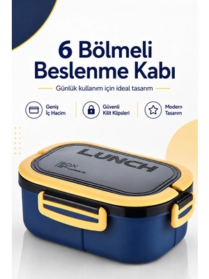 Maison Luré 6 Bölmeli Taşınabilir Yemek Kabı Beslenme Kutusu Saklama Kabı