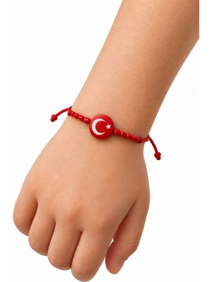 Uretti - Özlem 9422 6688 Türk Bayrağı Fimo Çocuk Bilekliği 23 Nisan 19 Mayıs Karne ve Okul Hediyesi - 10'lu